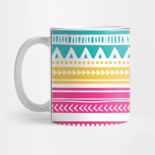 Colorful tribal pattern orange, pink, teal, yellow Mug